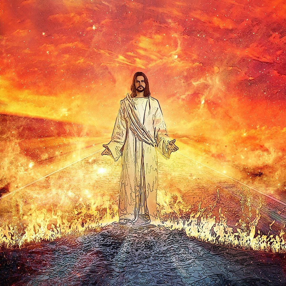 Огонь иисуса христа. Иисус христос огонь и вода. Внутренний свет. Огненный христос. Огненный христос картины.