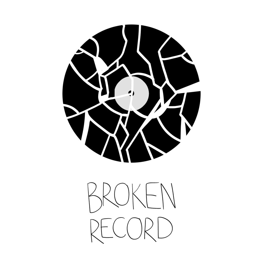 Broken record. Break a record. Broken record cartoon.