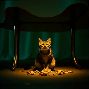 Сидим с котом под столом