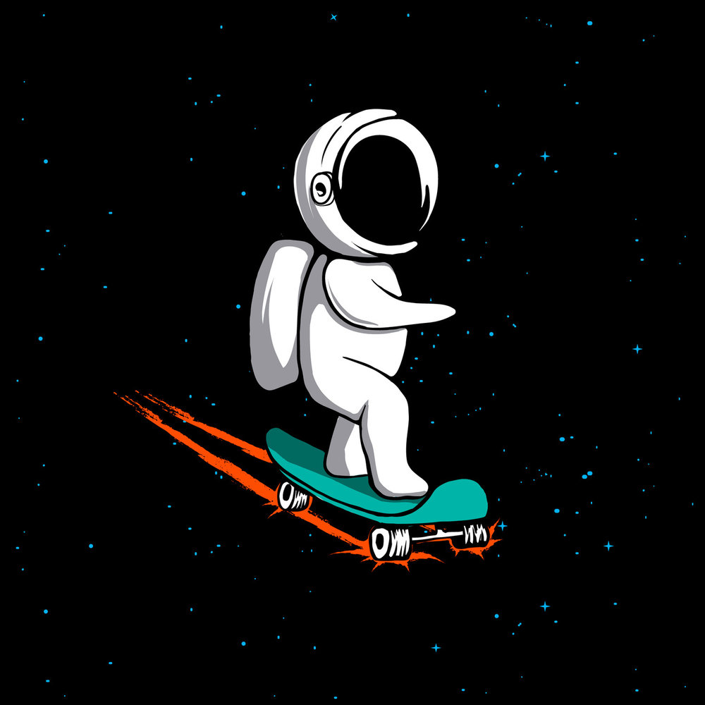 Мультяшный космонавт на черном фоне
