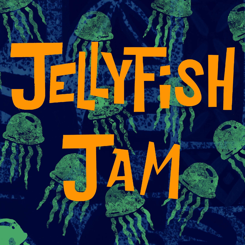 Spongebob stadium rave. Jellyfish Jam. Two hours later на черном фоне.