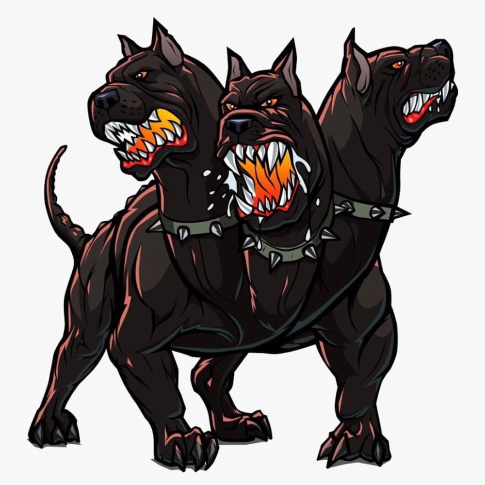 цербер собака аида. собака головый. церберус рудд. демихов двухголовая собака. тонх голлвый пес цербер.