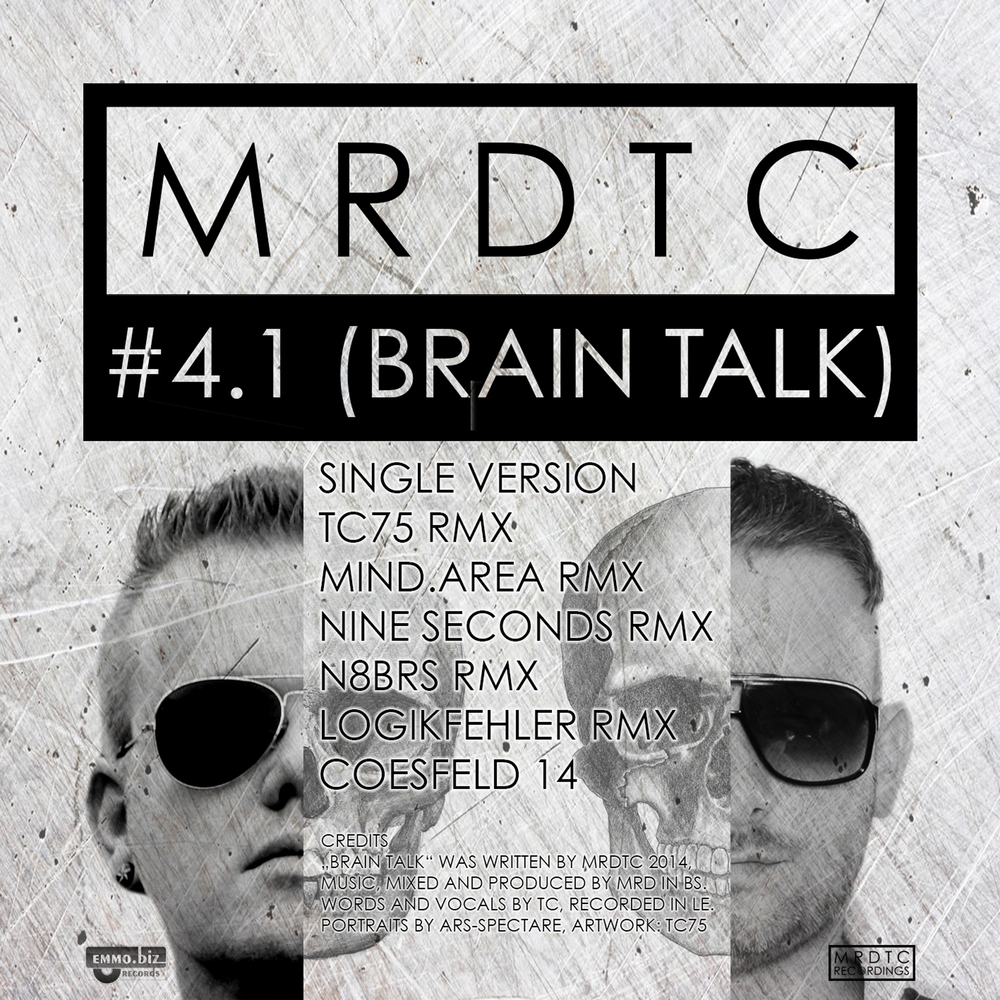 Brain talks. Talk Brain. Mind talking. MRDTC EBM logo Music Band.