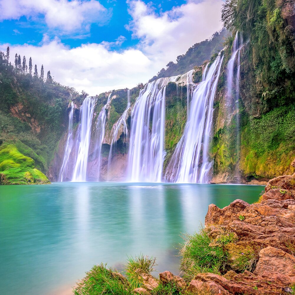 Natural zones. Водопад Юньнань. Jiulong Waterfalls. Jiulong.