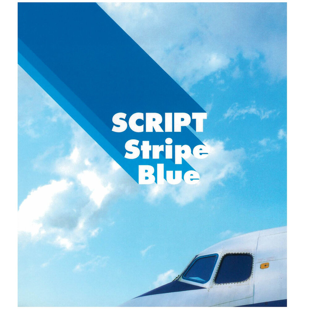 Blue script.