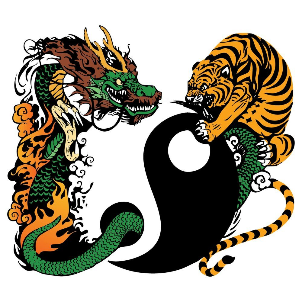 Тигр и дракон рисунок