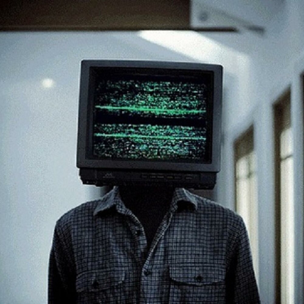 Картинка тв мене. Монитор вместо головы. Человек телевизор. Человек с головой компьютера. Телевизор на голове.