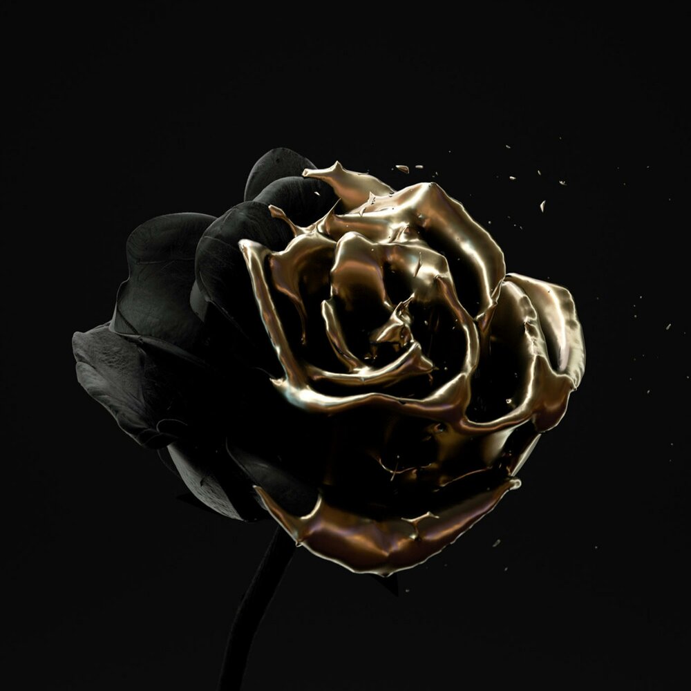 Черные розы с золотом