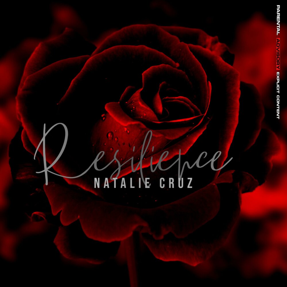 Music album Cover with painted Red Rose.