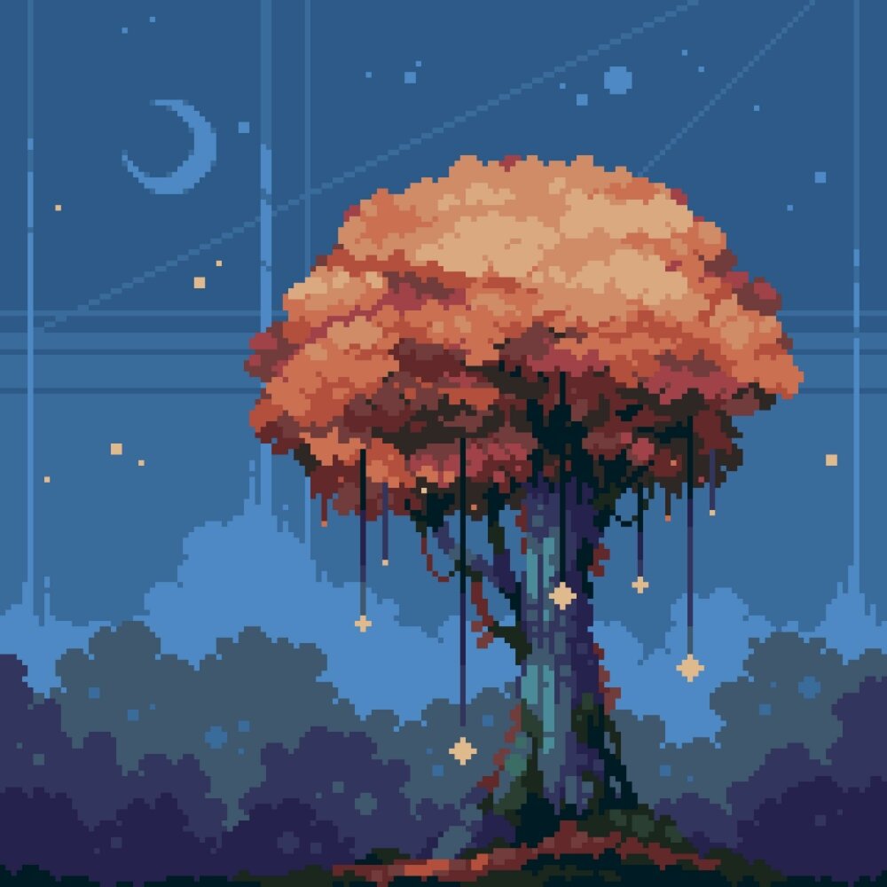 Дерево пиксель арт