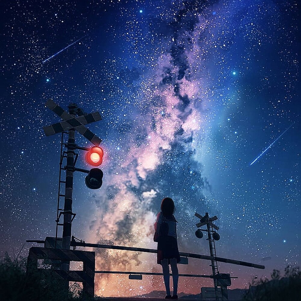 Девочка и звездное небо
