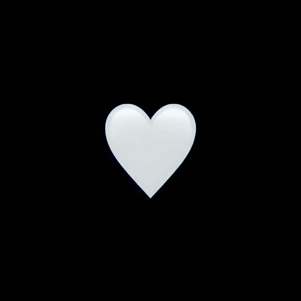 Белое сердце на черном фоне