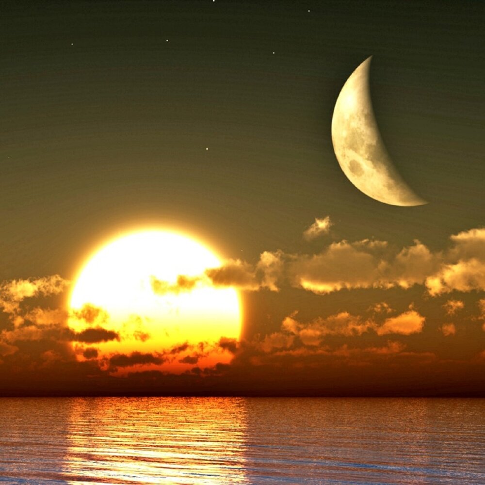 Солнце и луна на небе одновременно фото и