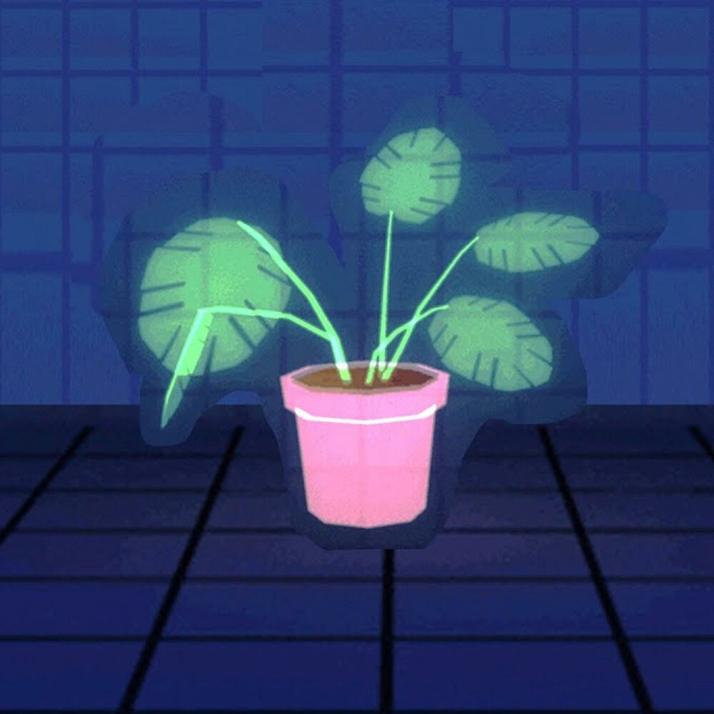 Растение в горшке аниме