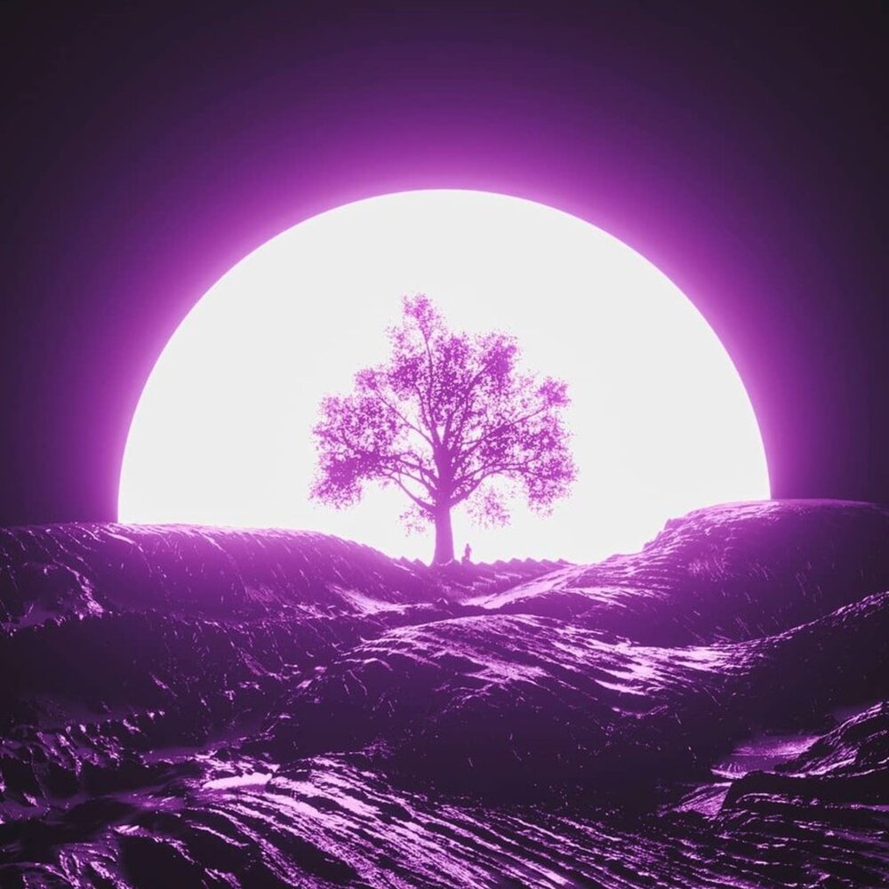 Фиолетовое небо с луной