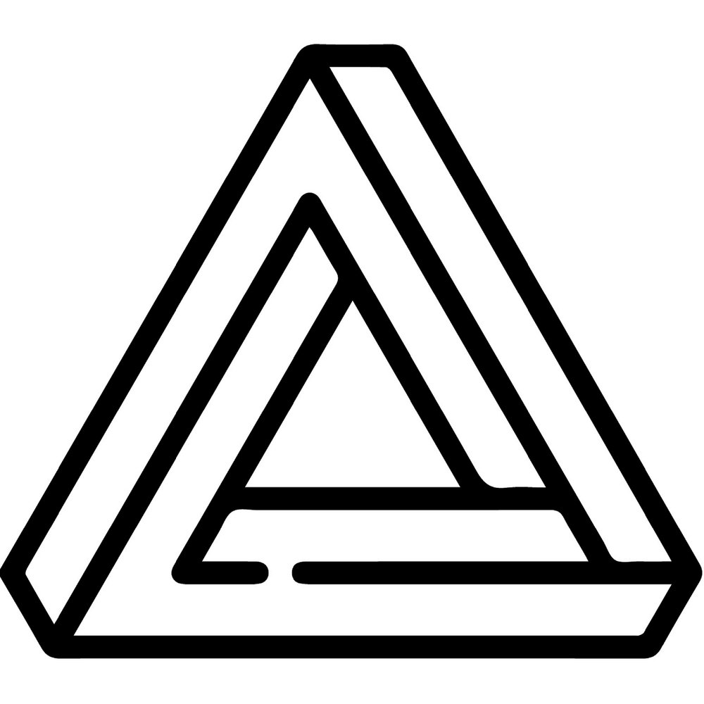 Дельта скопировать символ. Пирамида Пенроуза. Треугольник Пенроуза вектор. Невозможная фигура треугольник Пенроуза. Иконка треугольник.