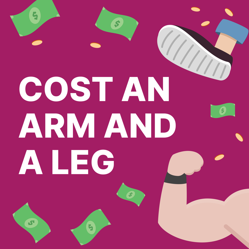 Cost an Arm and a Leg. Costs an Arma and Leg. It costs an Arm and a Leg illustration.