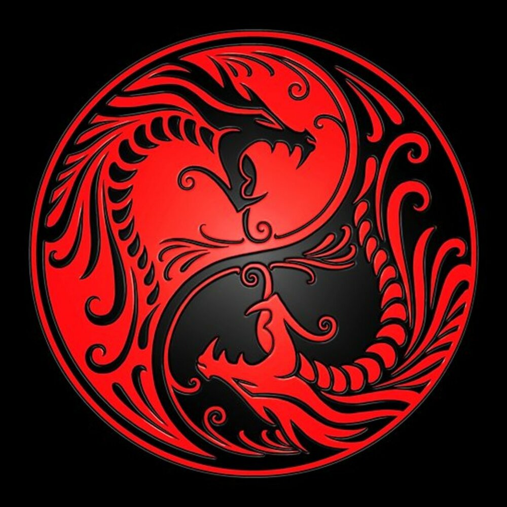 Инь Янь с красным драконом